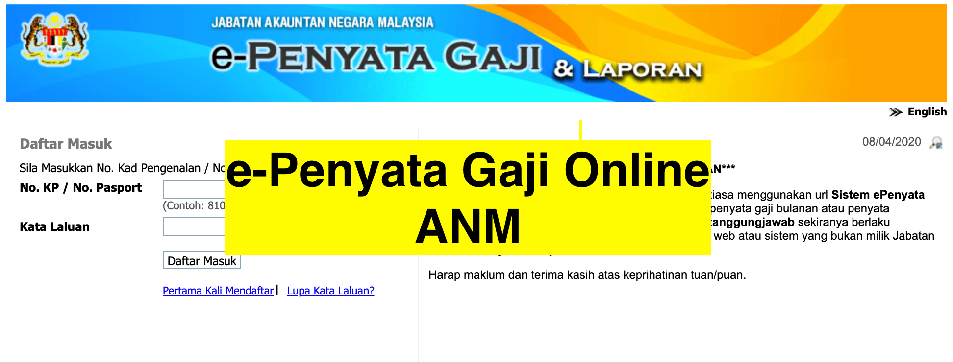 Semakan Penyata Gaji ( e-Penyata 2020 Online ) - Portal ...