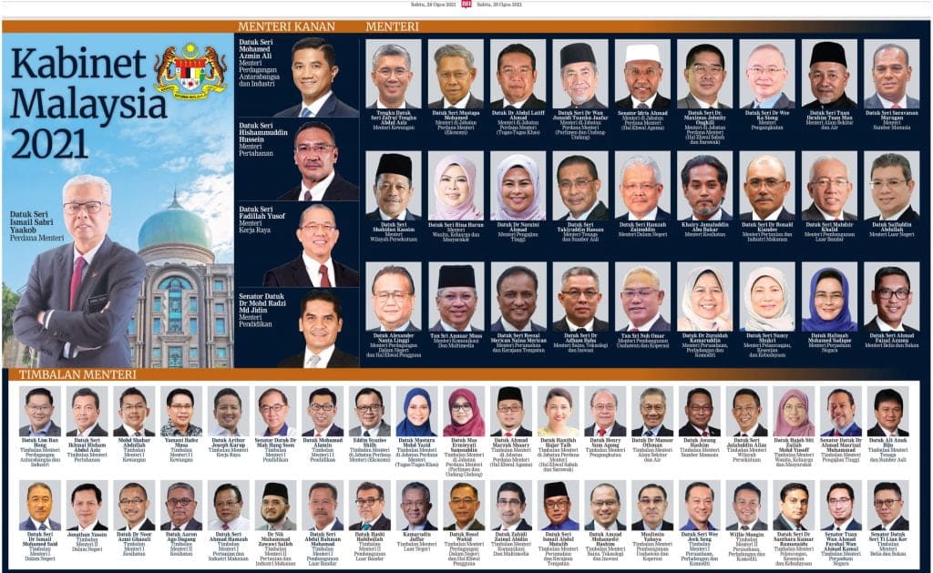 Senarai Penuh Kabinet Jemaah Menteri 2023 (PM Ismail Sabri) 1