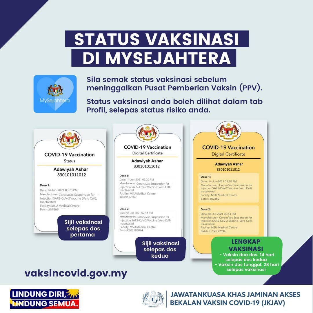 Semakan Vaksin : Status Vaksinasi Warga Malaysia 1