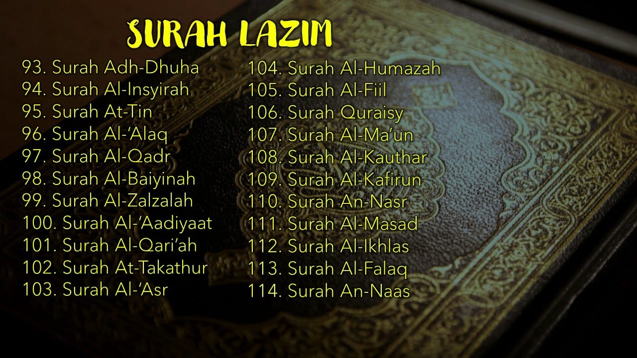 Senarai Surah Lazim